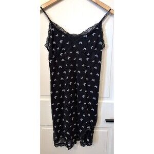 Wild Fable Women Slip Dress L Black Butterflies Whimsigoth Forest Fairy Festival
